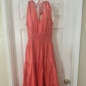 Anthopologie MAEVE Maxi Dress Size 8 Red/Orange Sleeveless V-Neck flare
